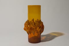 Polish Amber Glass Vase by Jerzy Słuczan Orkusz, Kraków School, 1970s