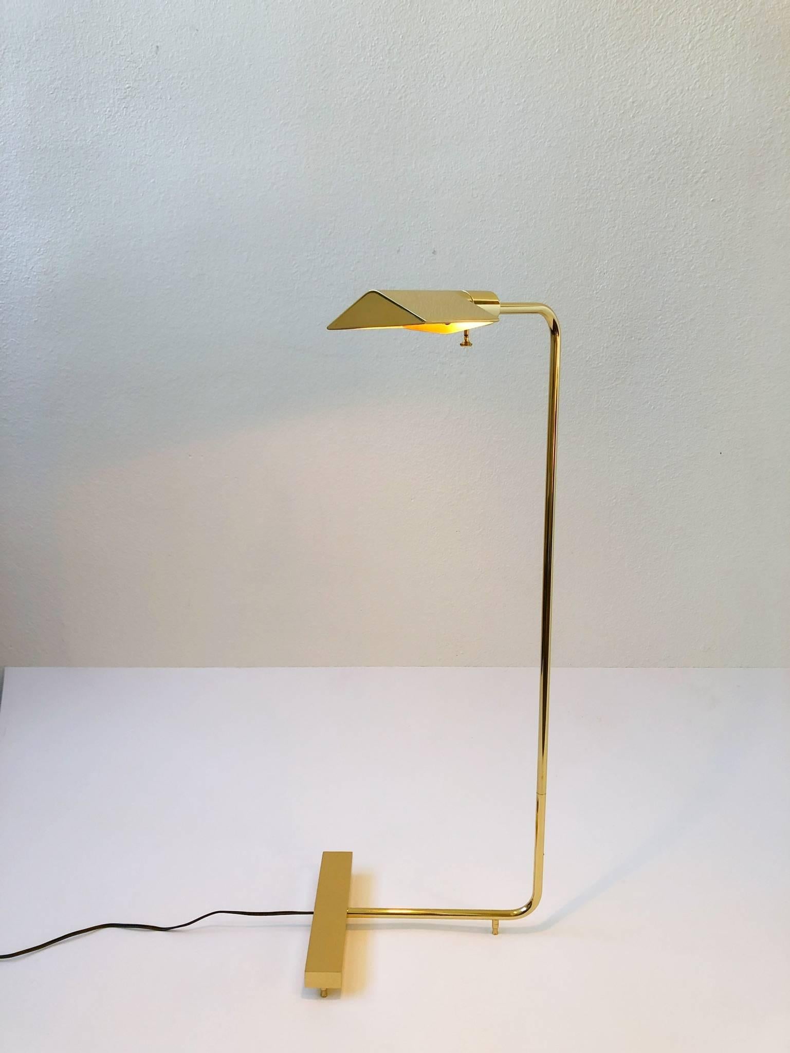 Modern Polish Brass Adjustable Floor Lamp by Cedric Hartman