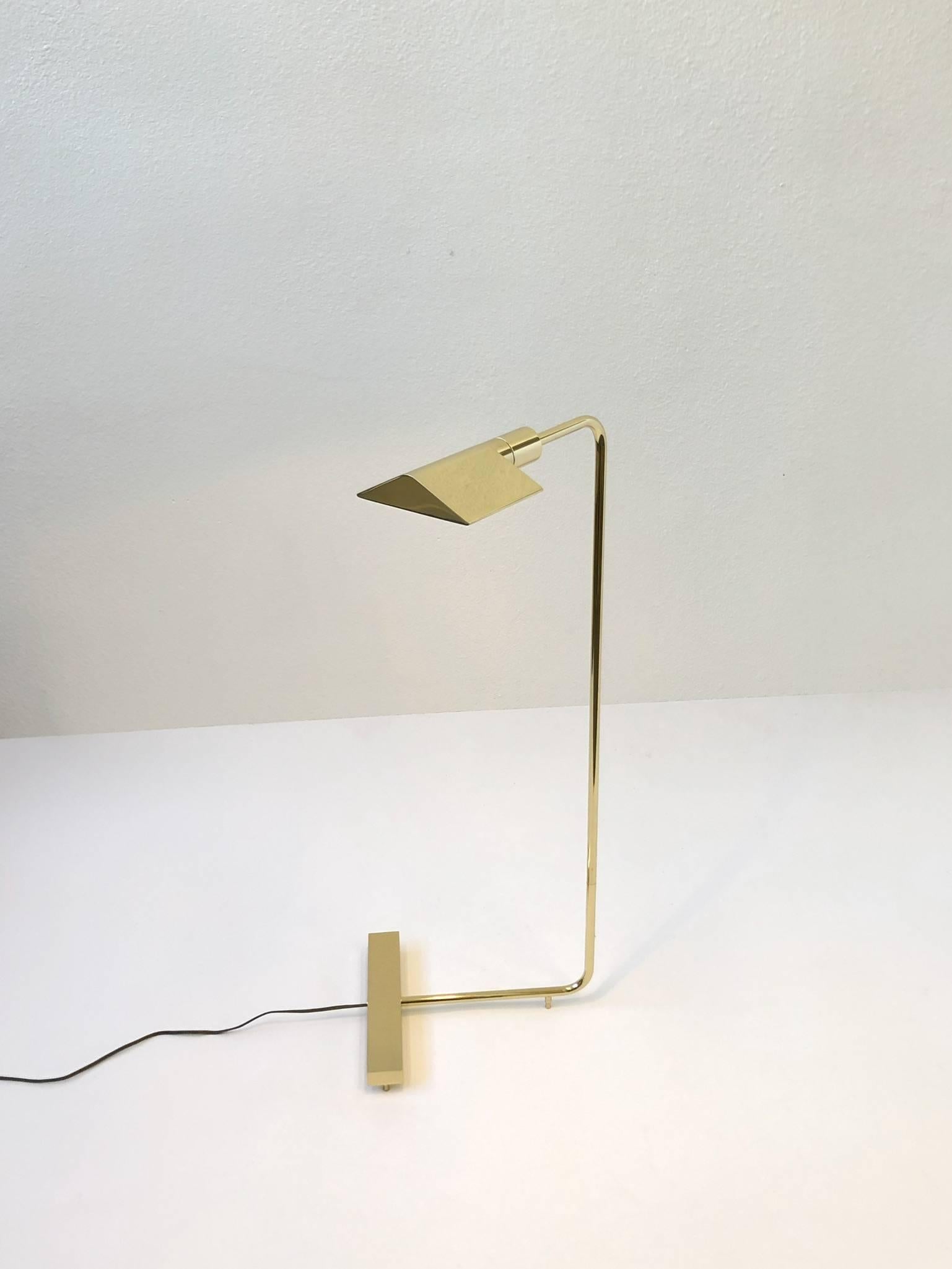 American Polish Brass Adjustable Floor Lamp by Cedric Hartman