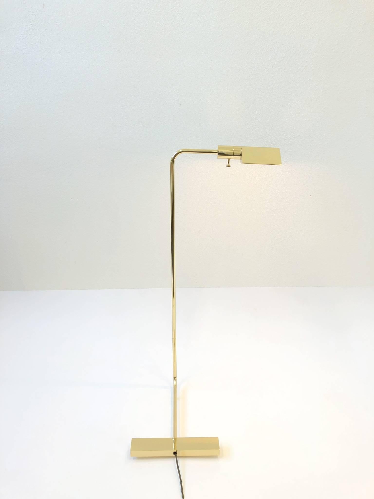 Polished Polish Brass Adjustable Floor Lamp by Cedric Hartman