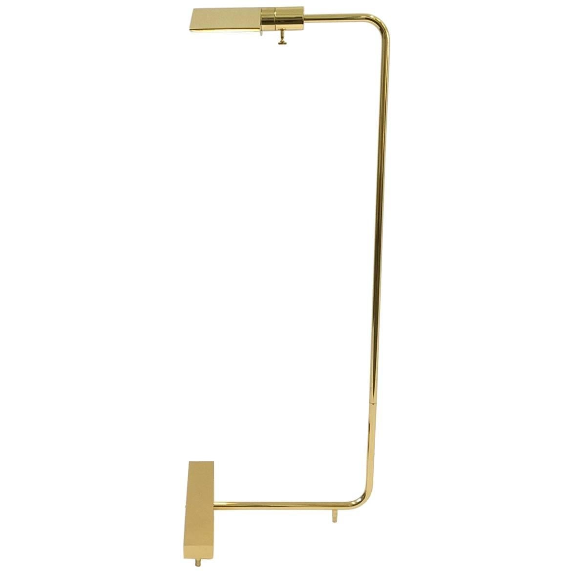 Polish Brass Adjustable Floor Lamp by Cedric Hartman