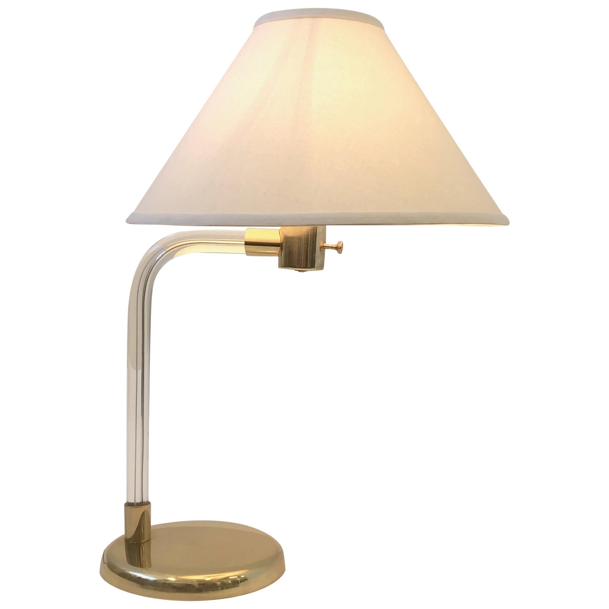 Polish Brass and Acrylic Table Lamp by Peter Hamburger