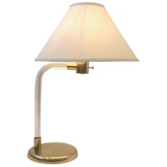 Vintage Polish Brass and Acrylic Table Lamp by Peter Hamburger