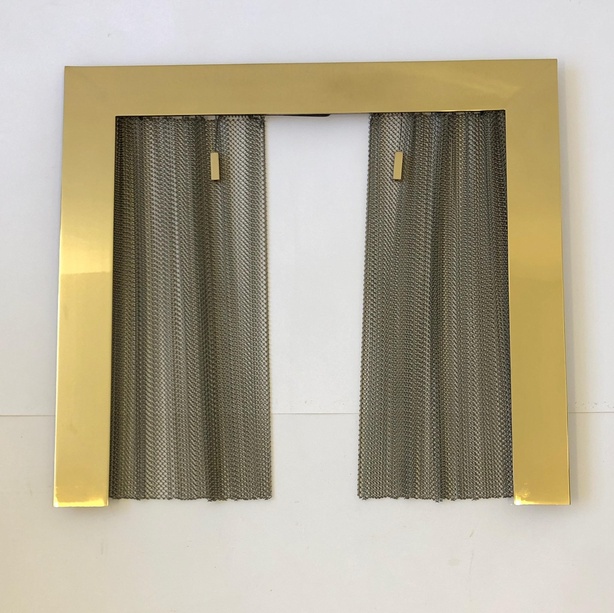 Modern Polish Brass and Chrome Fireplace Set in the Manner of Maison Charles For Sale