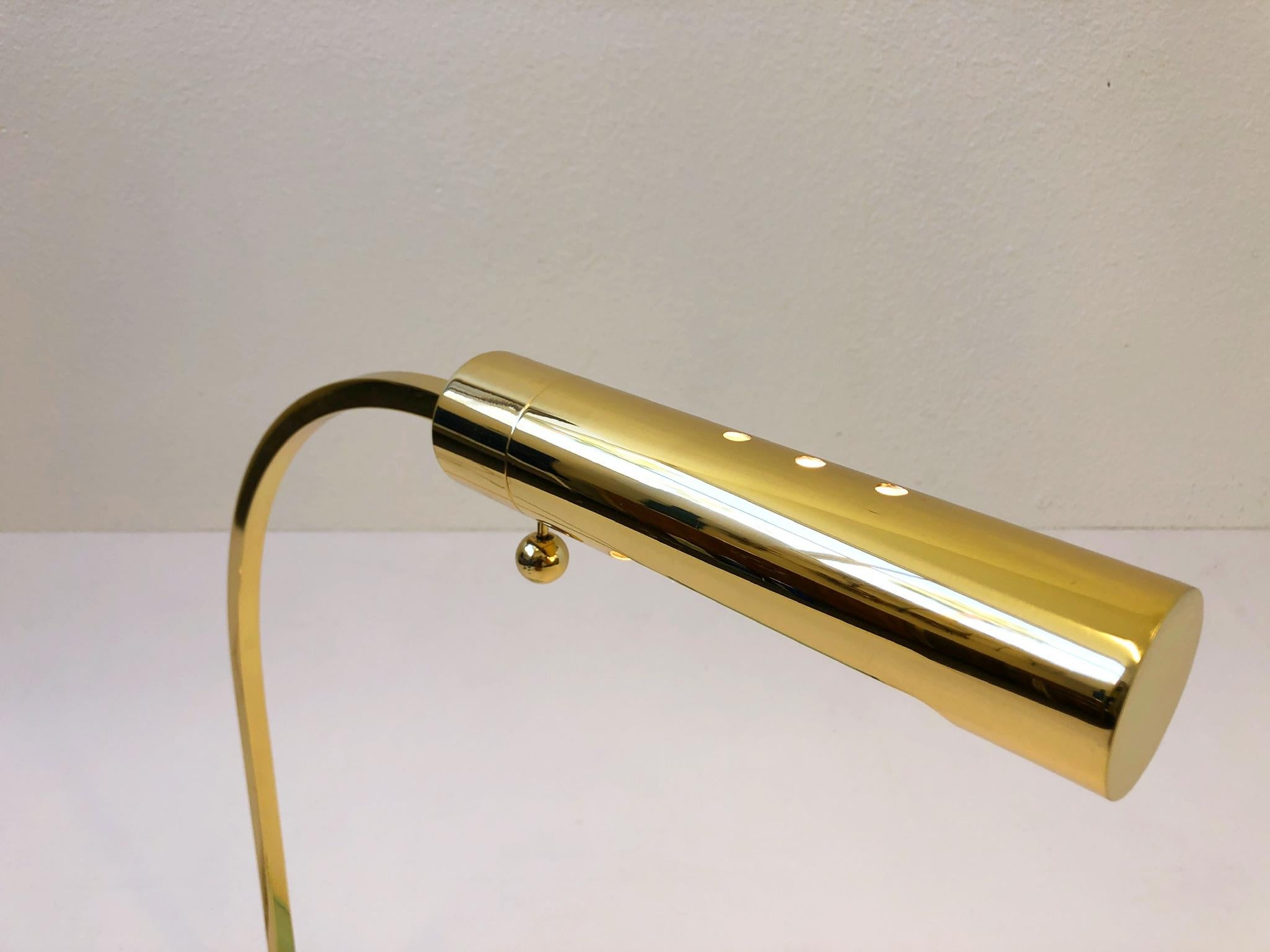 Polished Polish Brass and Glass Desk Lamp in the Style of Fontana Arte For Sale