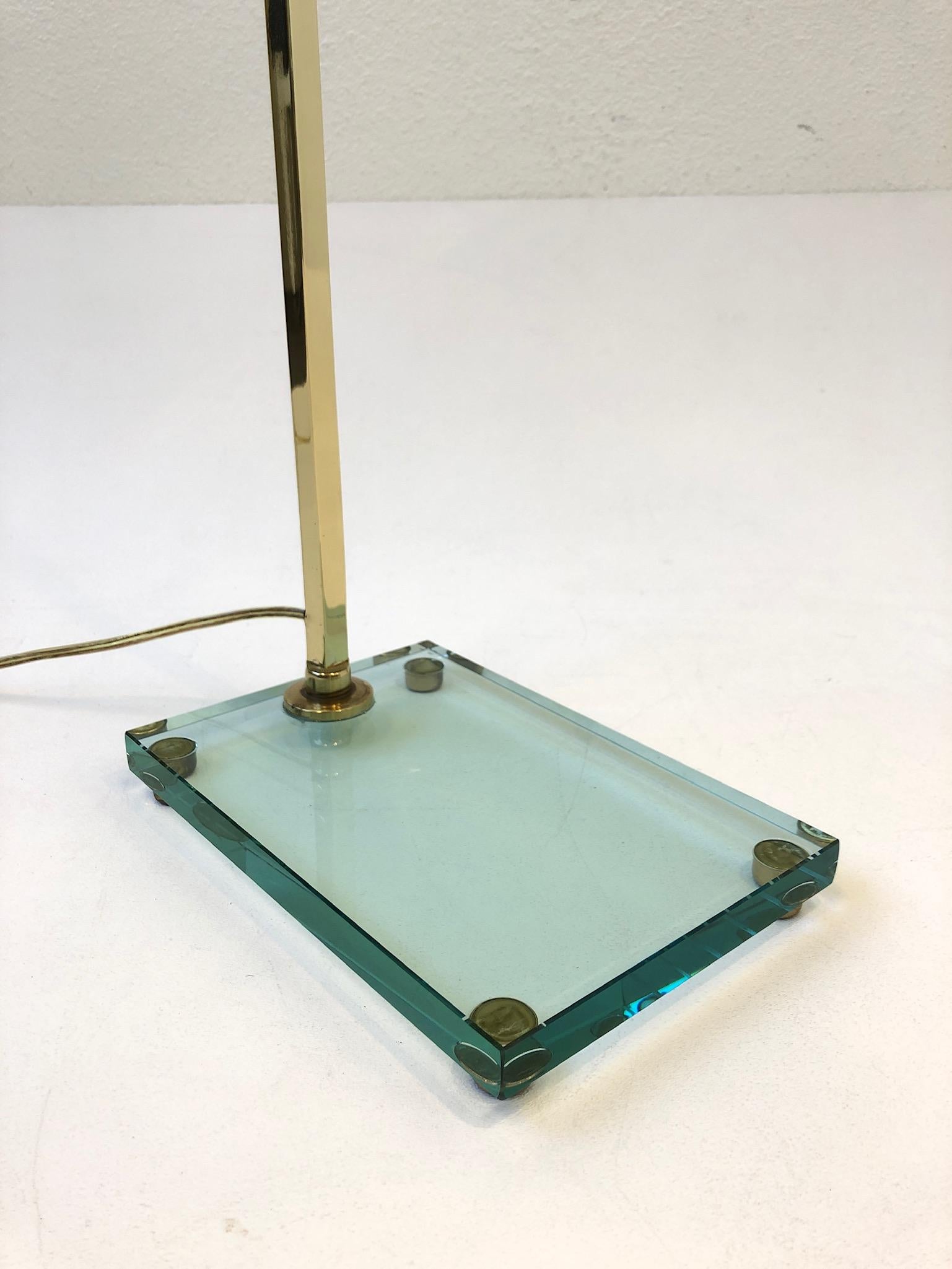 Polish Brass and Glass Desk Lamp in the Style of Fontana Arte In Excellent Condition For Sale In Palm Springs, CA