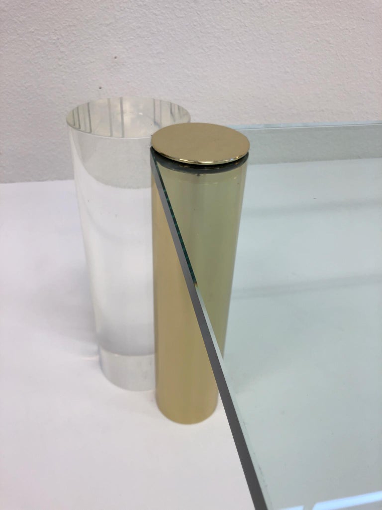 Polish Brass and Lucite Cocktail Table by Les Prismatiques at 1stDibs