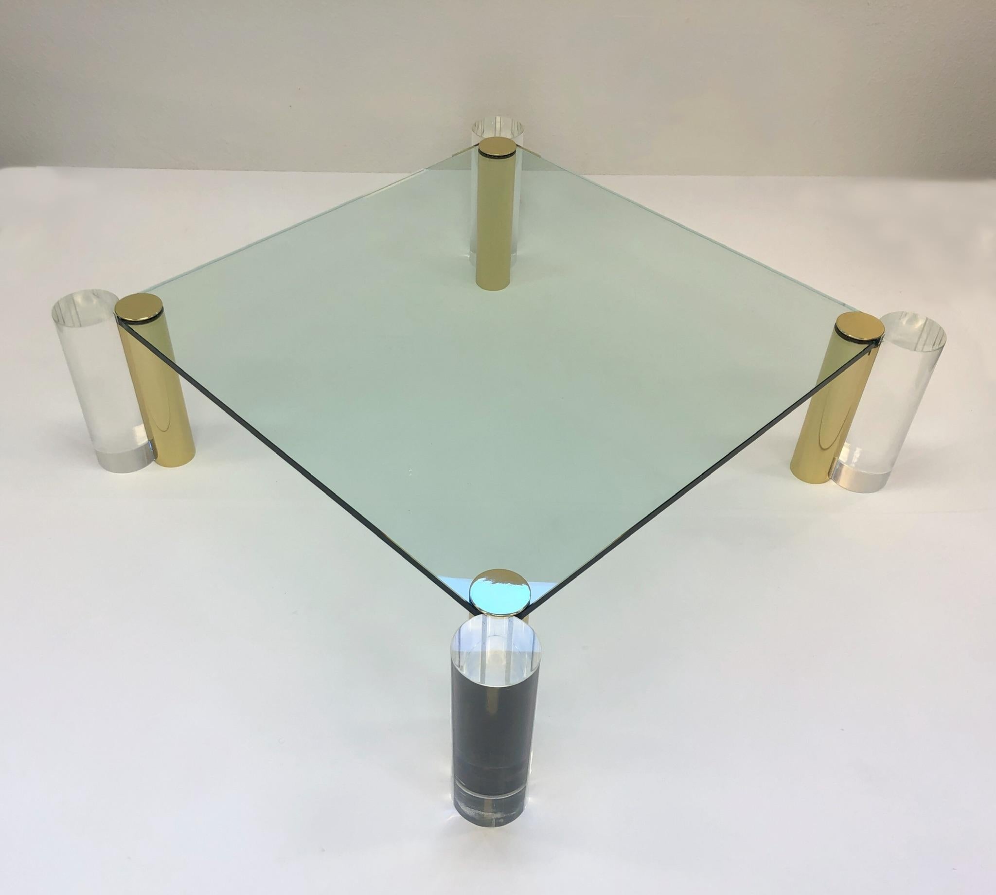 Polish Brass and Lucite Cocktail Table by Les Prismatiques  1