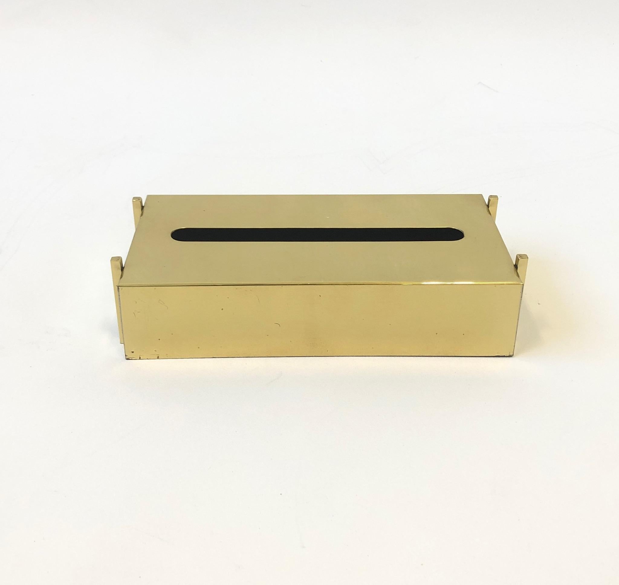 Mid-Century Modern Polish Brass and Lucite Desk Accessories set by Charles Hollis Jones For Sale