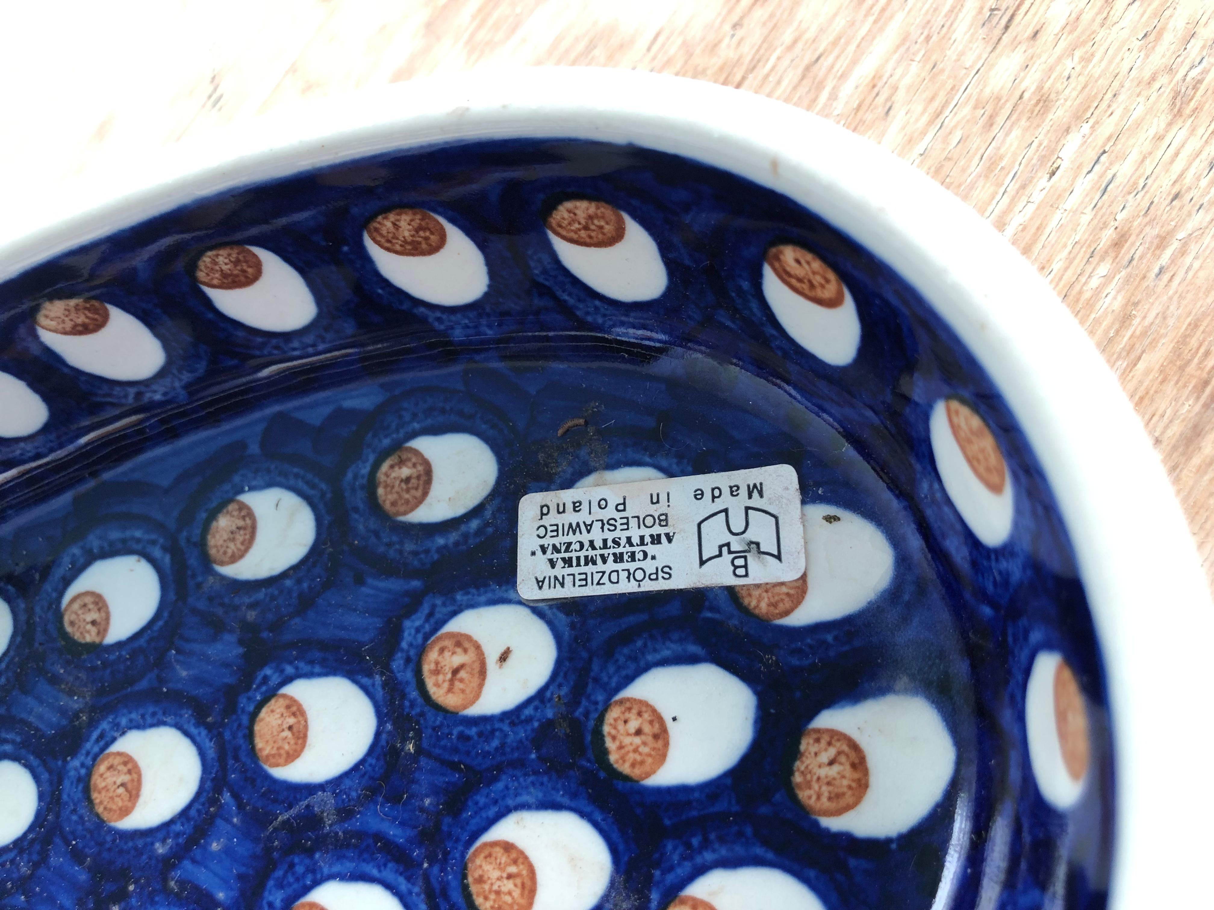 Plato Servidor de Cerámica Polaca Moderna de Mediados de Siglo siglo XX