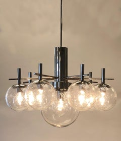Polish Chrome and Eight Glass Globe Chandelier by Robert Sonemann