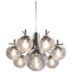 Polish Chrome and Eight Glass Globe Chandelier by Robert Sonemann