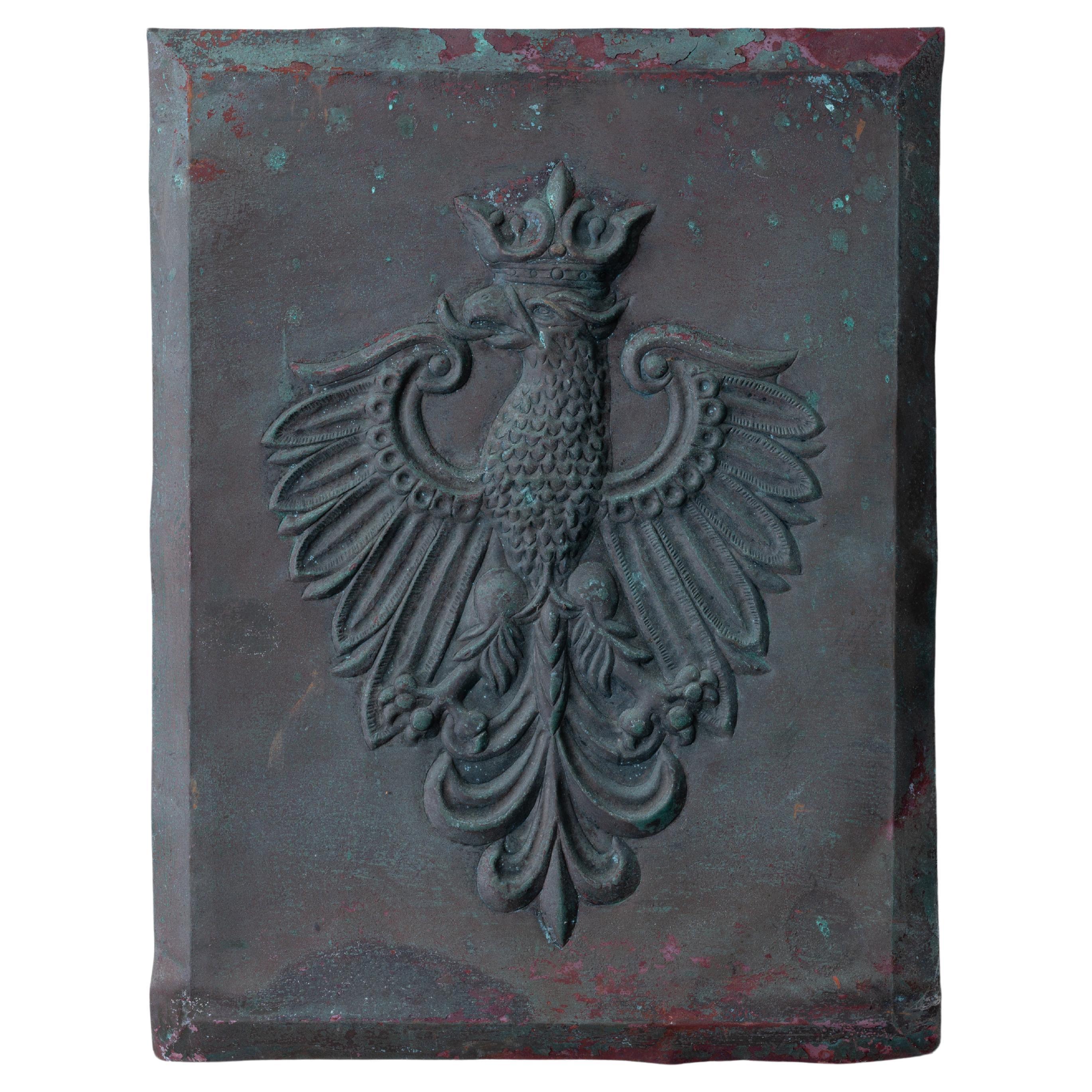 Polnischer Wappenmantel, Kupferreliefplakette mit Wappen im Angebot