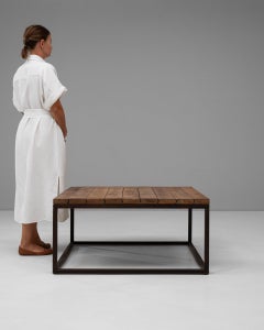 Polish Country Coffee Table: 20th Century Metal and Wood Craftsmanship