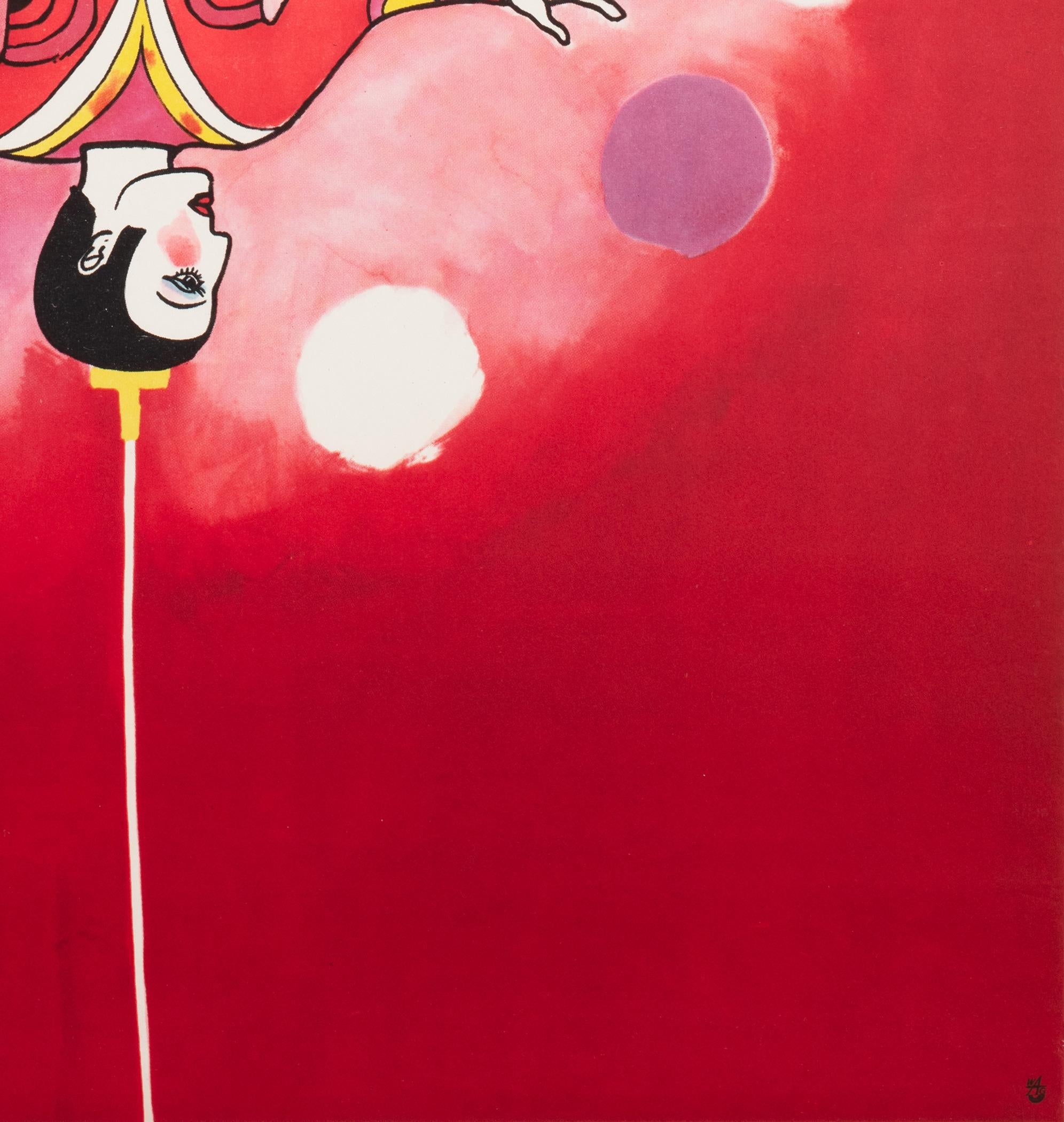 Polish, Cyrk, Circus Poster, 1968, Vintage, Balancing Acrobat, Urbaniec For Sale 1