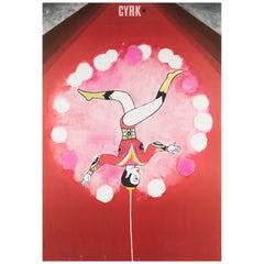 Affiche de cirque polonaise, Cyrk, 1968, Vintage, Balancing Acrobat, Urbaniec