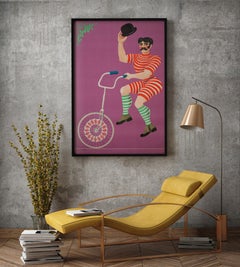 Polish, Cyrk, Circus Poster, 1970, Vintage, Unicycle Gentlemen, Hilscher