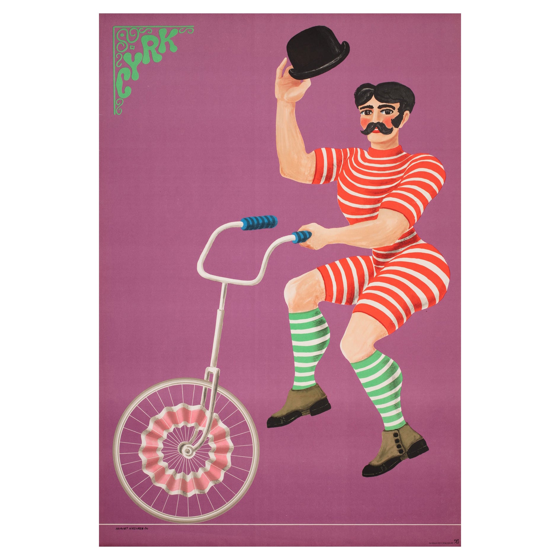Polnisches, Cyrk, Zirkusplakat, 1970, Vintage, Unicycle Gentlemen, Hilscher