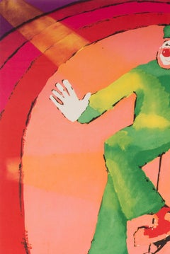 Polish, Cyrk, Circus Poster, 1971, Vintage, Unicycle Clown, Jacek Neugebauer