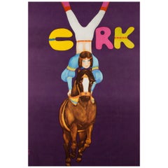 Polish, Cyrk, Circus Poster, 1982, Vintage, HORSE RIDING ACROBAT , URBANIEC