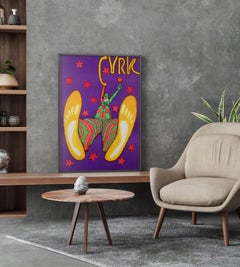 Polish, Cyrk, Circus Poster, R1979, Vintage, Cyrk Clown Swinging, Bocianowski