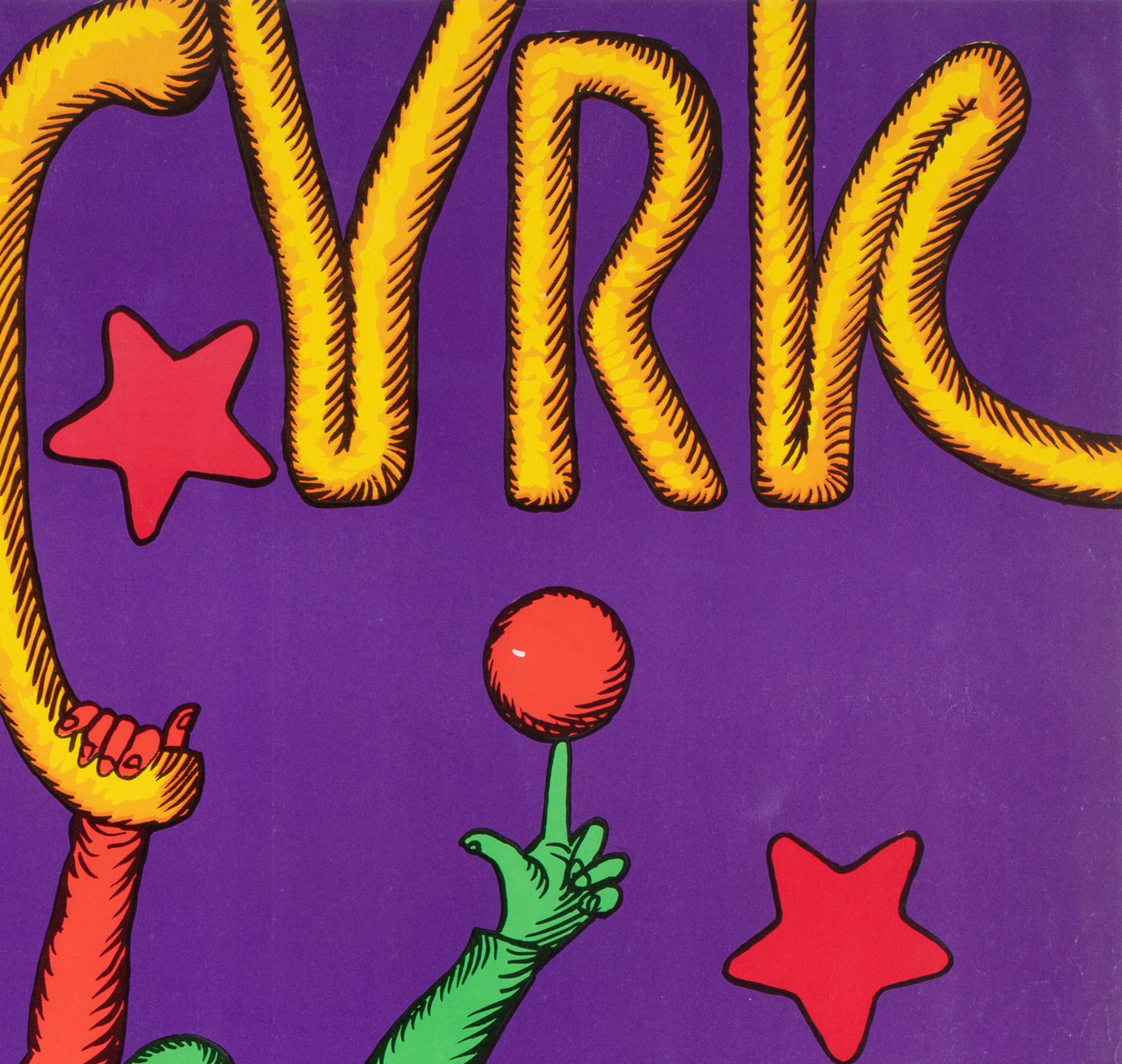 20th Century Polish, Cyrk, Circus Poster, R1979, Vintage, Cyrk Clown Swinging, Bocianowski For Sale