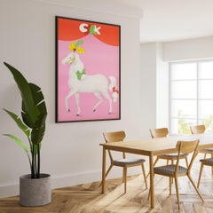 Polish CYRK Poster, White Horse with Bows 1975, Urbaniec