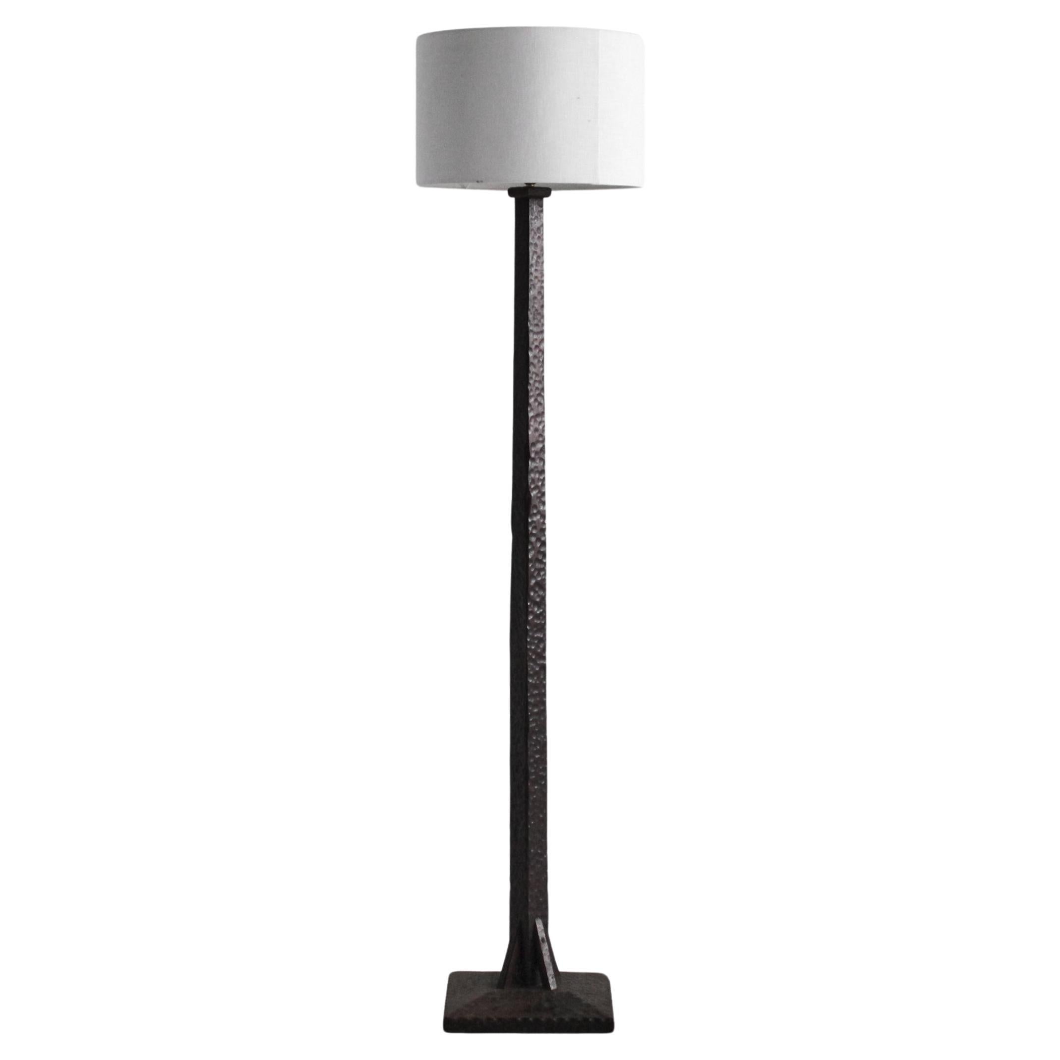 Polish Gouged Pine Brutalist Standard Lamp For Sale at 1stDibs