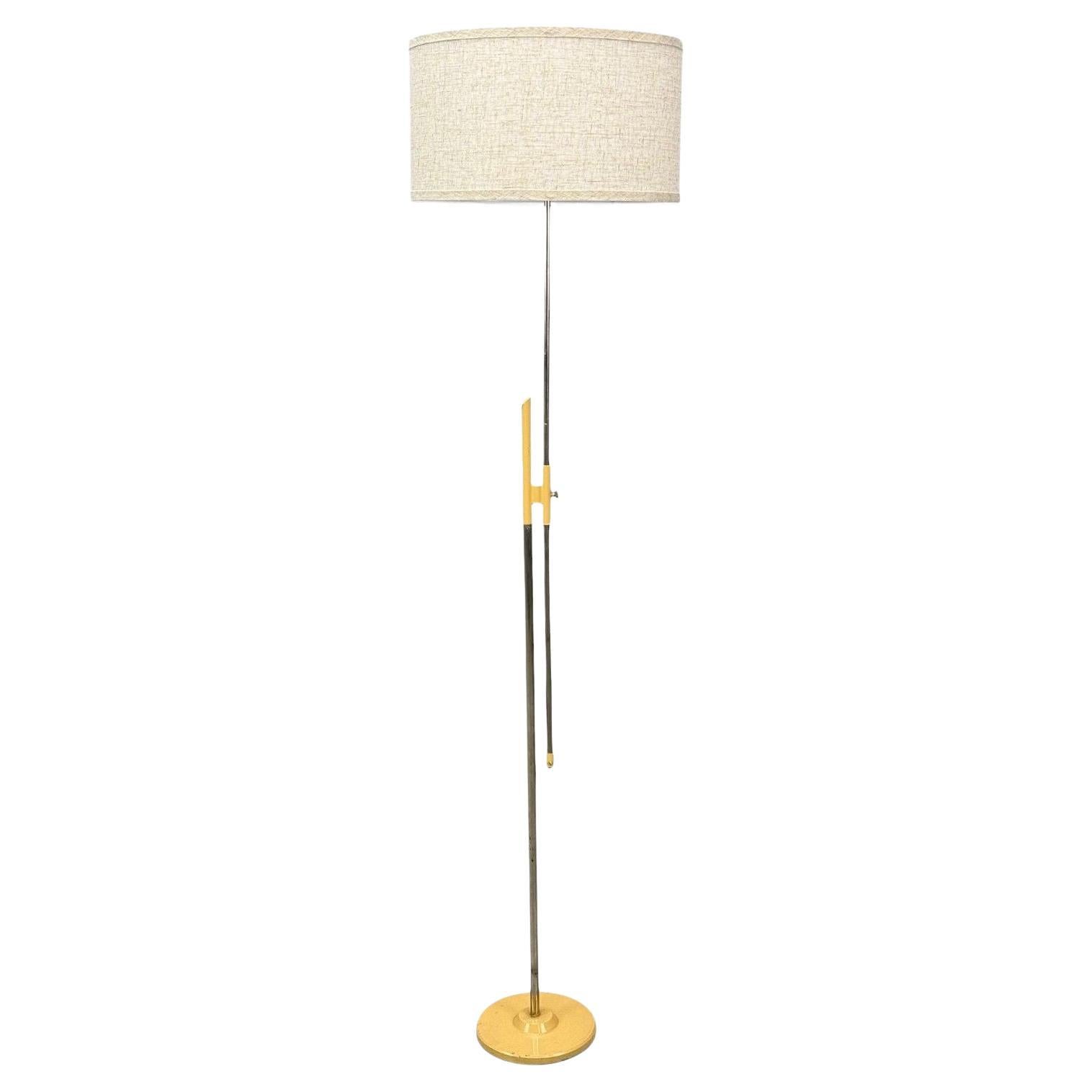 Polish Modern, Steel, Lacquered Metal, Adjustable Floor Lamp, Poland, 1960s im Angebot