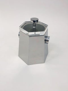 Eiskübel aus poliertem Nickel und Lucite von Charles Hollis Jones