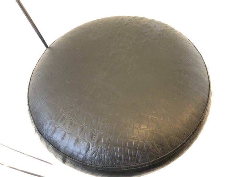 Polish Nickel and Lucite Swivel Vanity Stool by Charles Hollis Jones at