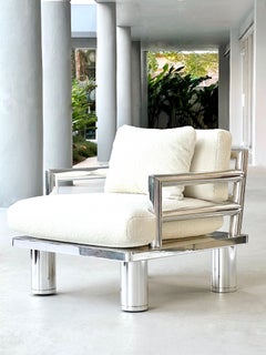 Silla de salón estilo espiga de metal pulido