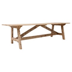 Table à manger à tréteaux en pin polonais