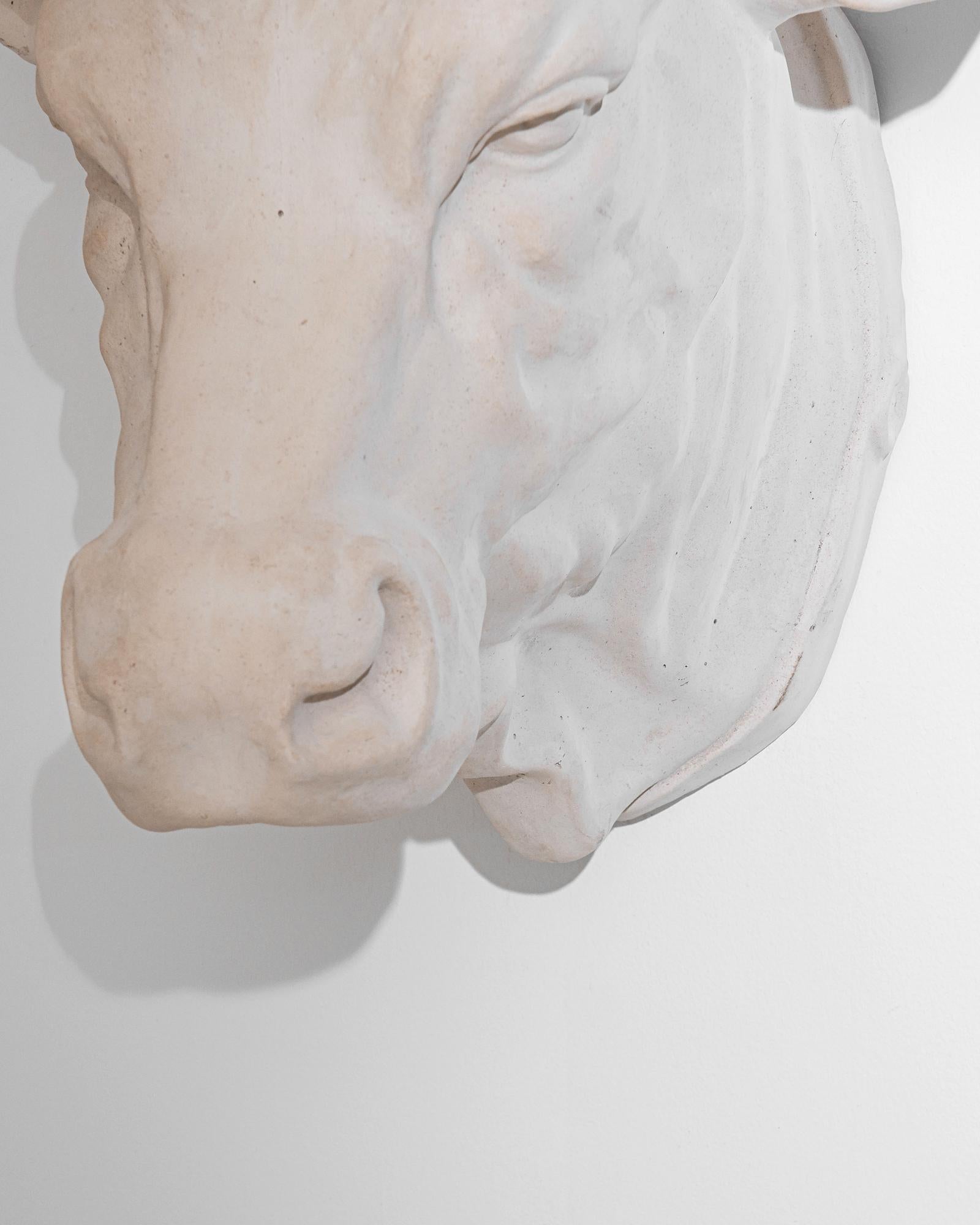 Contemporary Polish Plaster Bull Head Sculpture
