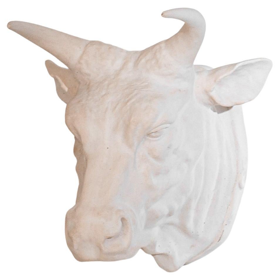 Polish Plaster Bull Head Sculpture