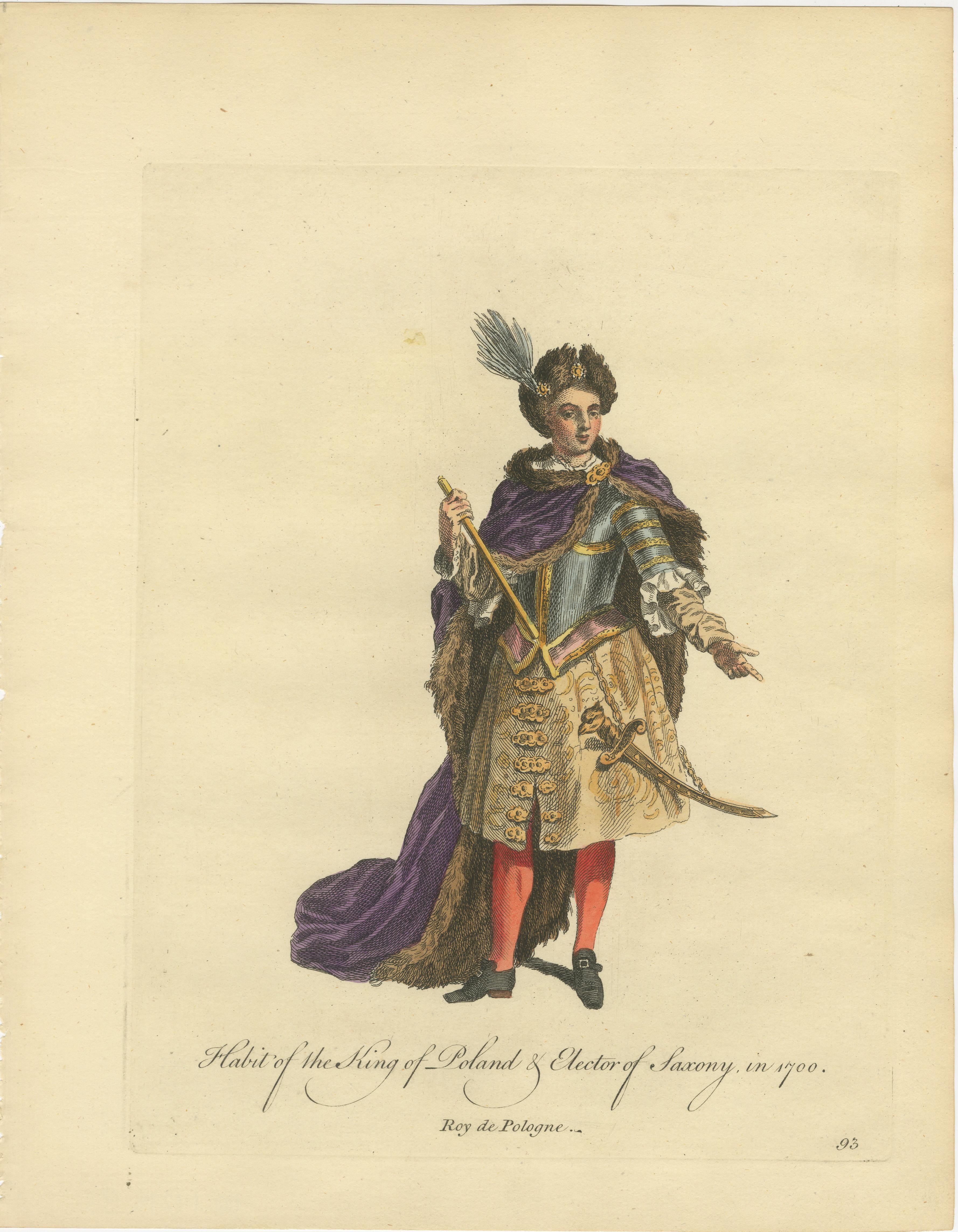 Polish Royal & Noble Costume Engravings, Hand-Colored Set of 4, 1749