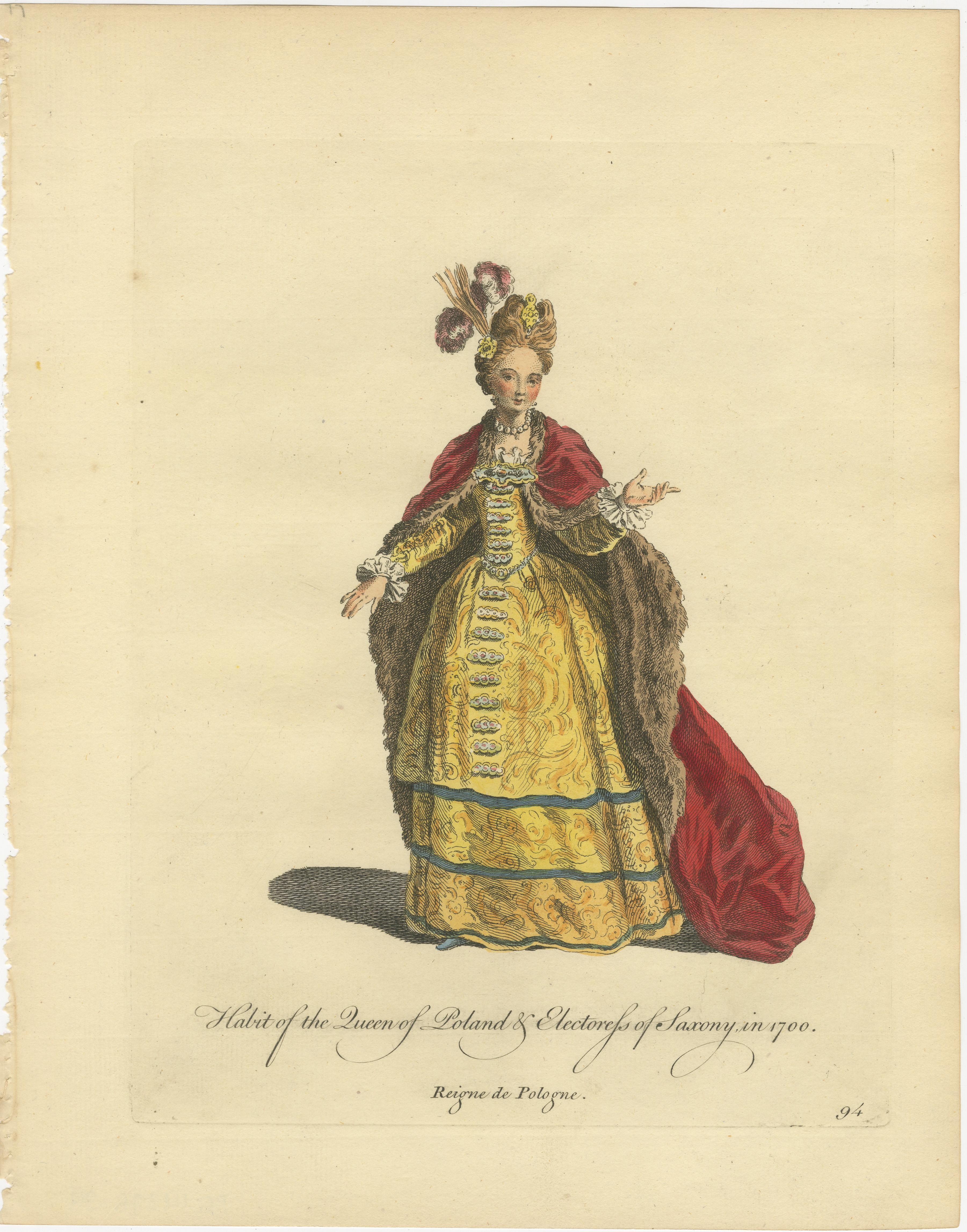 Polish Royal & Noble Costume Engravings, Hand-Colored Set of 4, 1749
