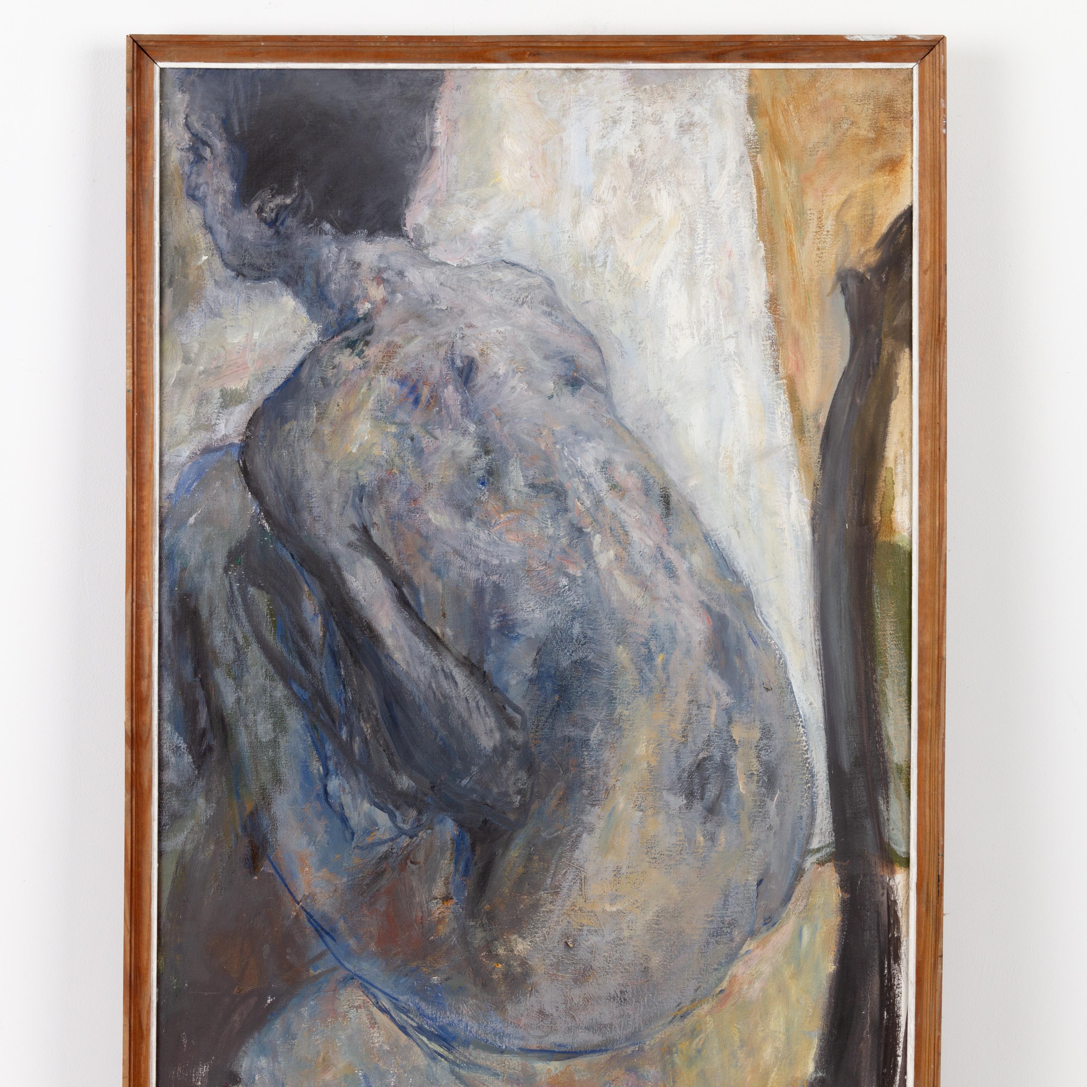 Polish School Oil Painting Bathing Nude 1987 In Good Condition For Sale In Nottingham, GB