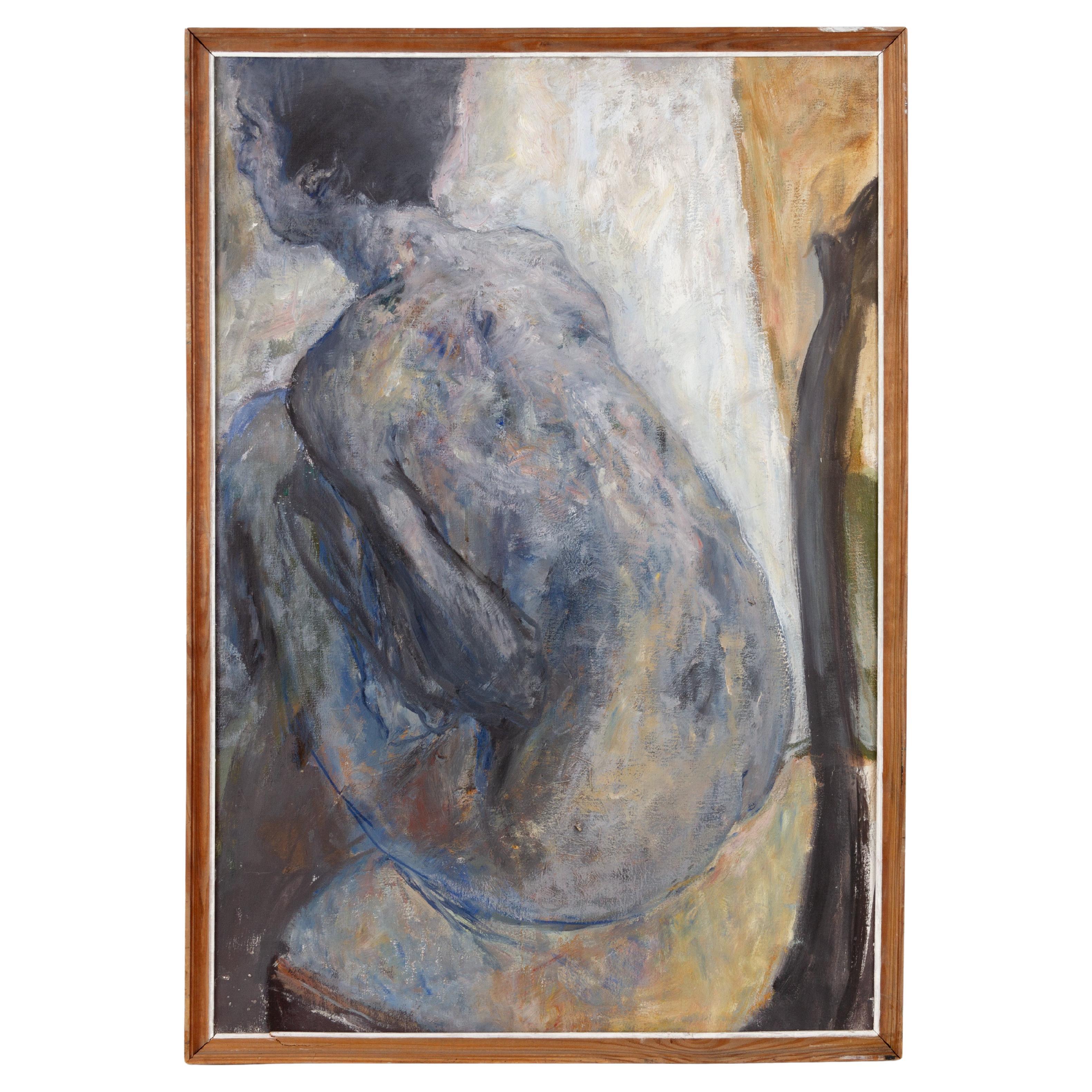 Pintura al óleo de la escuela polaca Baño desnudo 1987