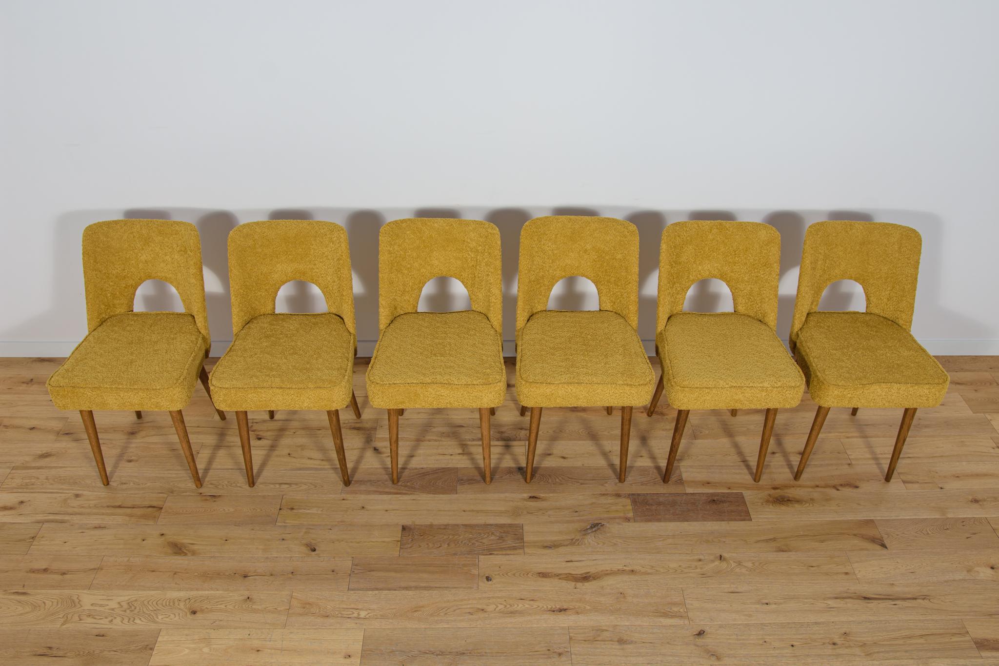 Mid-Century Modern Polish Shell Chairs from Bydgoszcz Furniture Factory, 1960s, Set of 6 For Sale