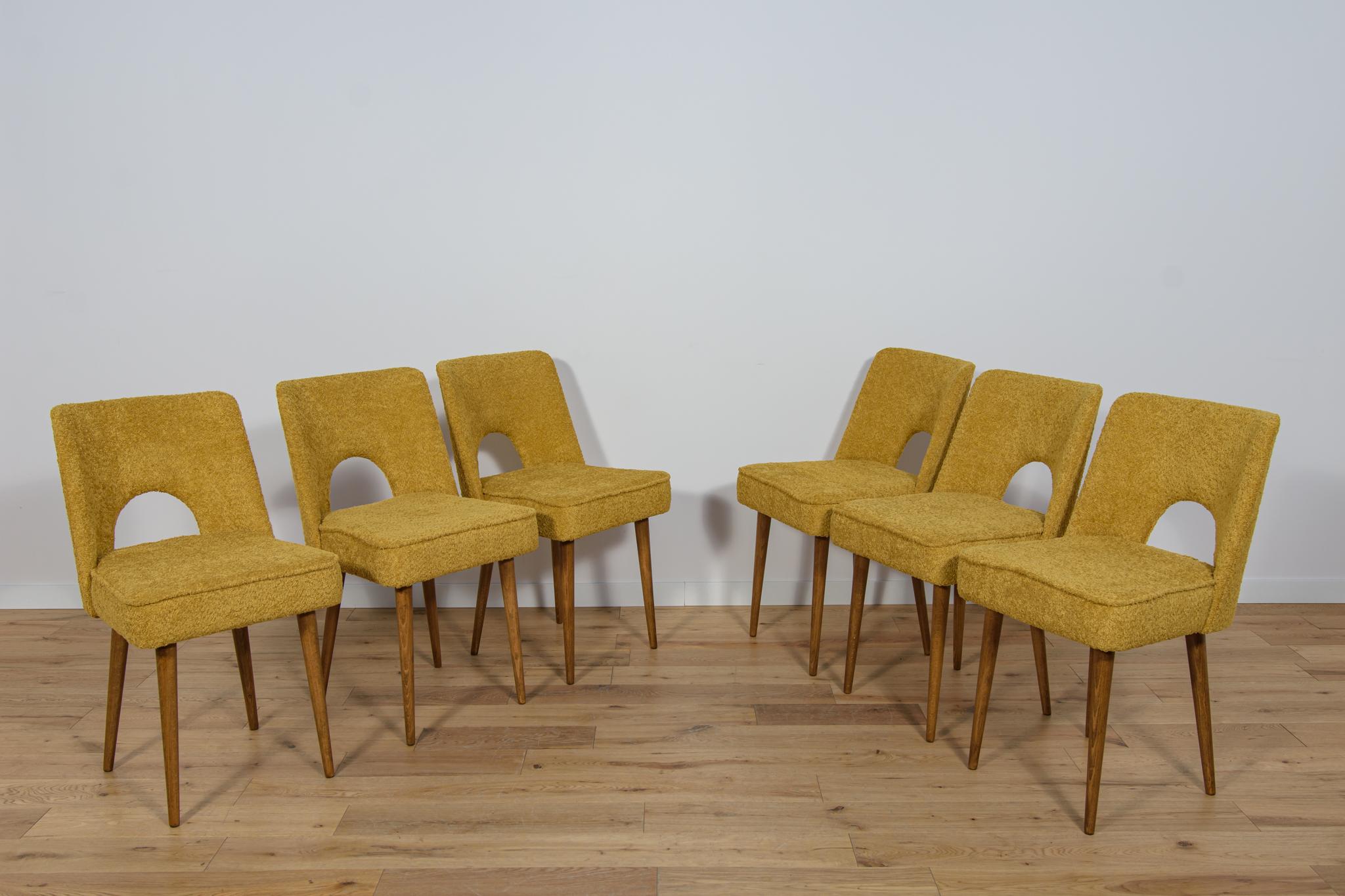 Polish Shell Chairs from Bydgoszcz Furniture Factory, 1960s, Set of 6 In Excellent Condition For Sale In GNIEZNO, 30