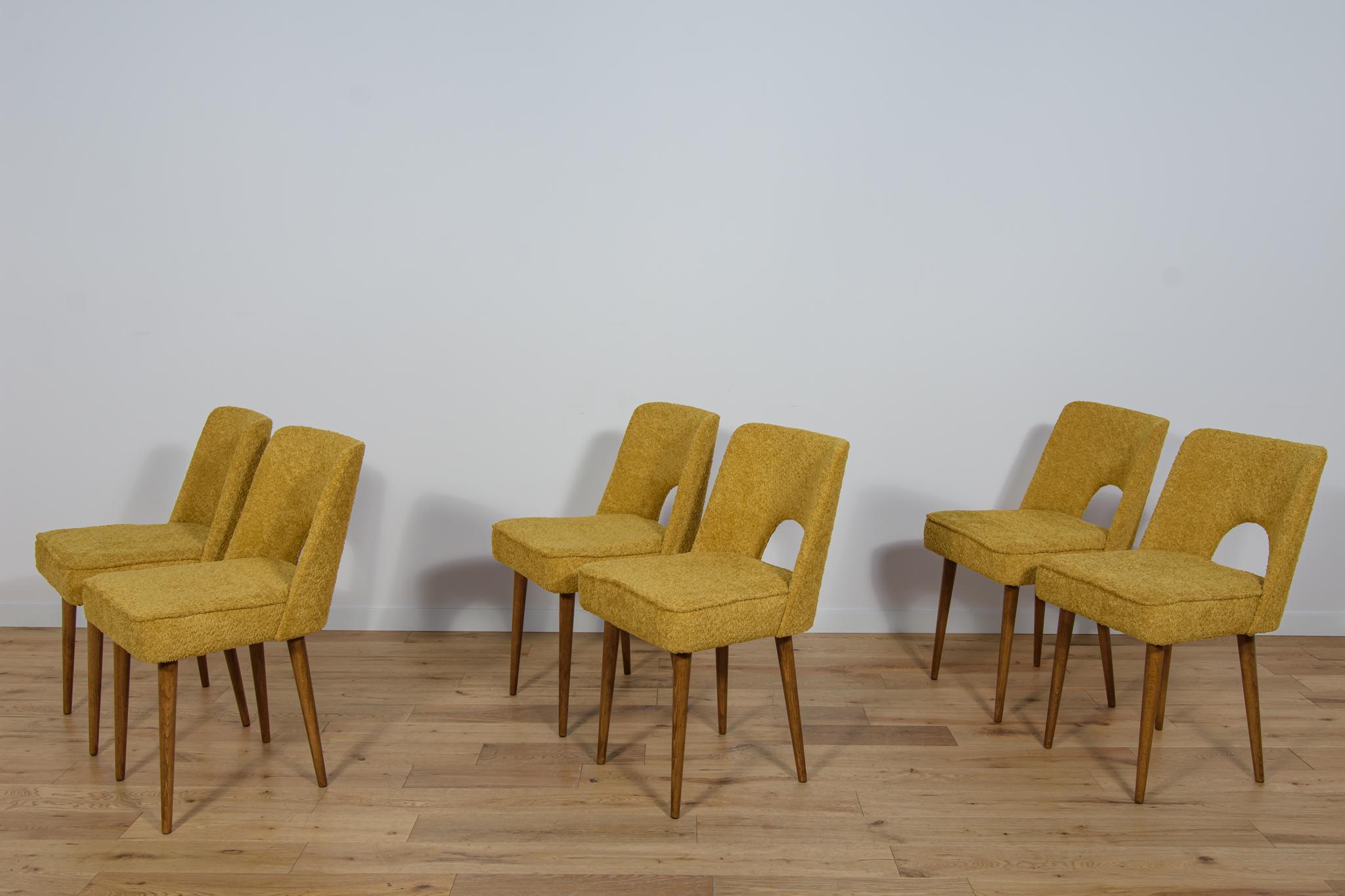 Mid-20th Century Polish Shell Chairs from Bydgoszcz Furniture Factory, 1960s, Set of 6 For Sale
