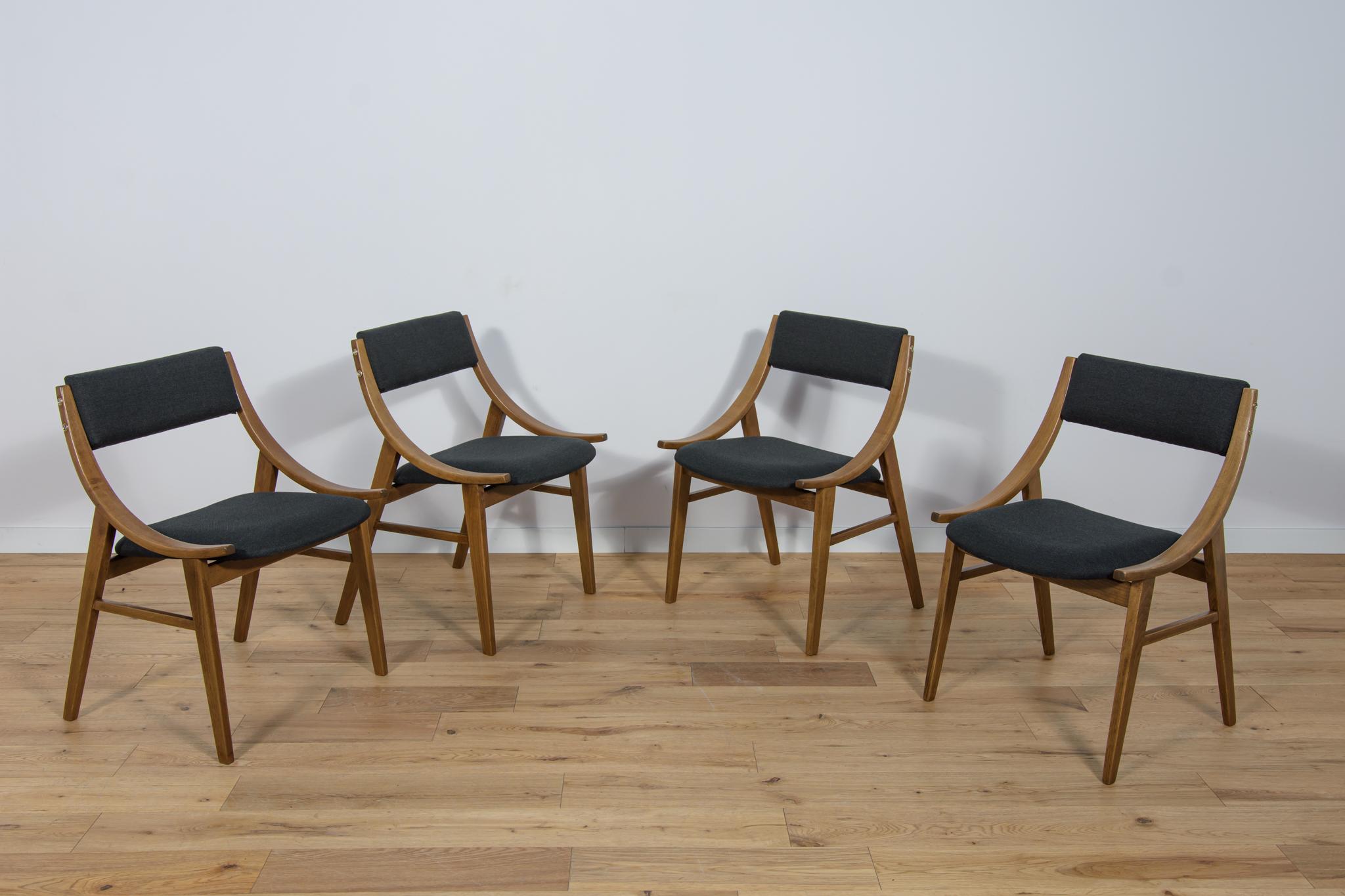 Fabric Polish Ski Jumper Chairs from Zamojska, 1970s, Set of 4 For Sale