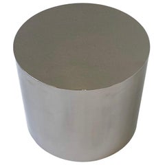 Polish Stainless Steel Drum Side Table by Brueton