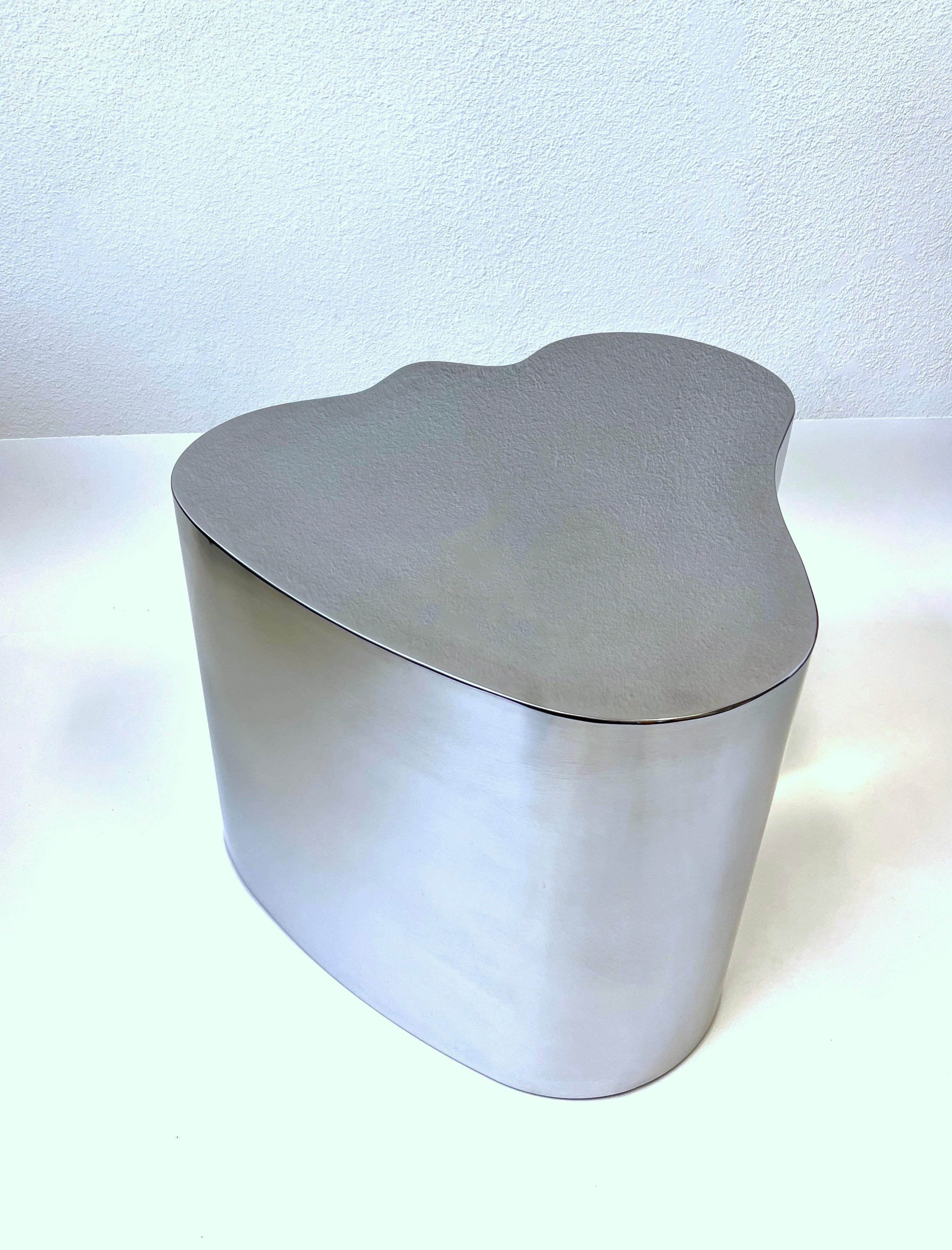 Modern Polish Stainless Steel Freeform Table by Steve Chase