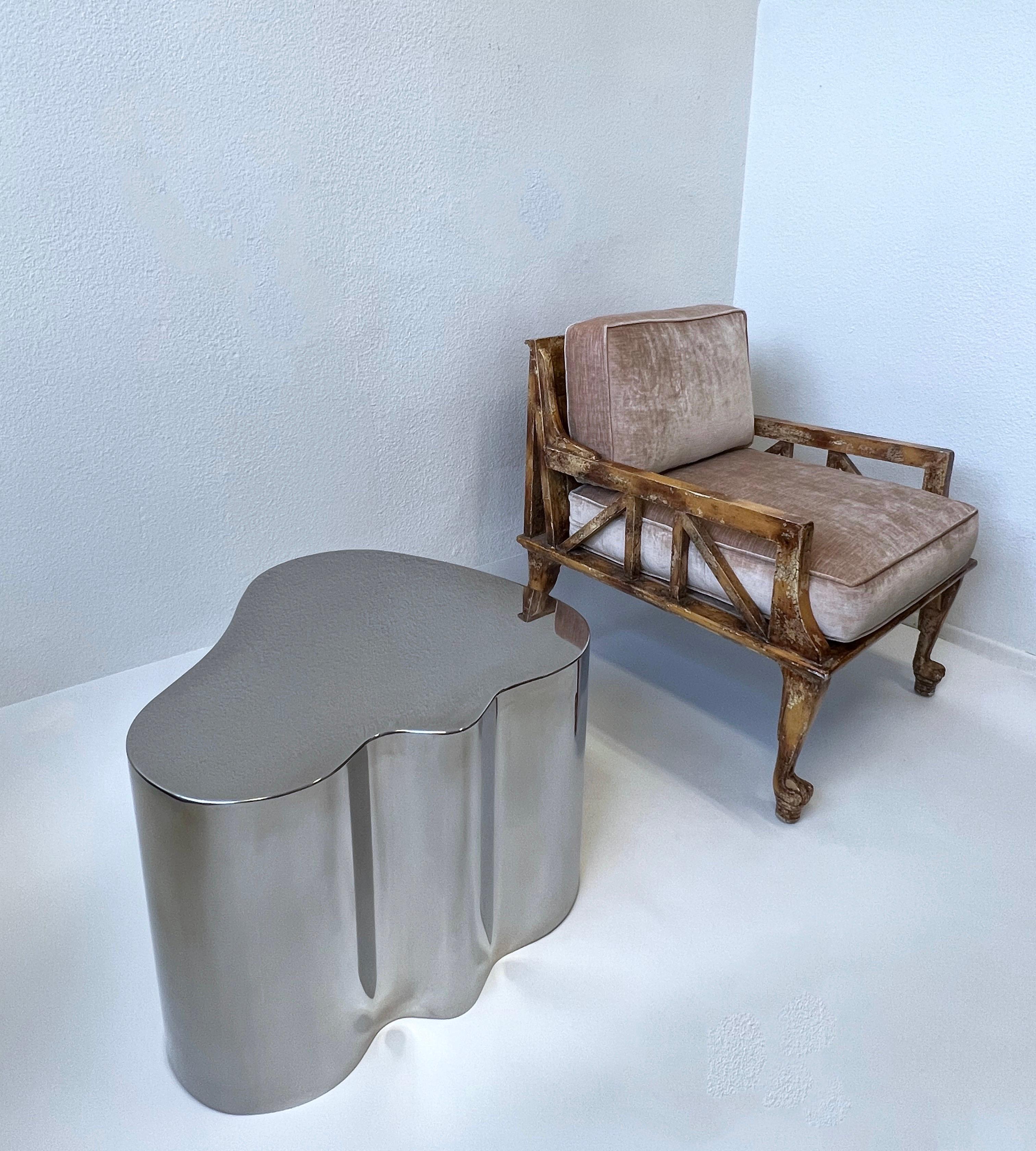 Polished Polish Stainless Steel Freeform Table by Steve Chase