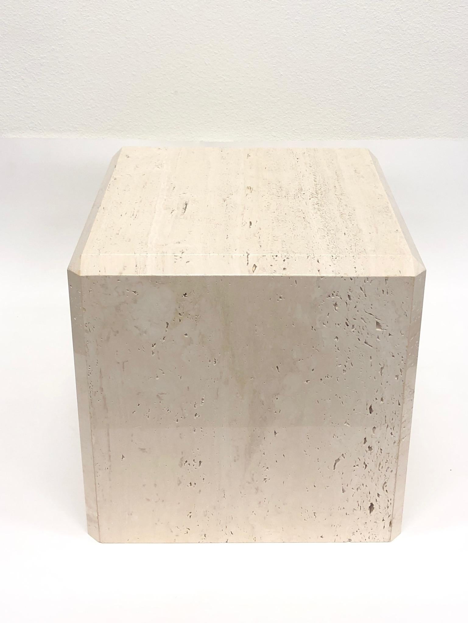 travertine cube table
