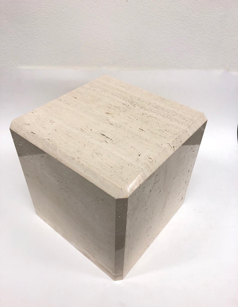 Polish Travertine Cube Side Table by Kreiss at 1stDibs