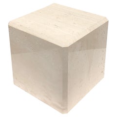 Vintage Polish Travertine Cube Side Table by Kreiss