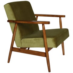Polish Vintage Armchair in Green Made Velvet from 1970s